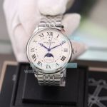 Replica Patek Philippe Calatrava Stainless Steel Strap White Face Rounded Bezel Watch 41mm